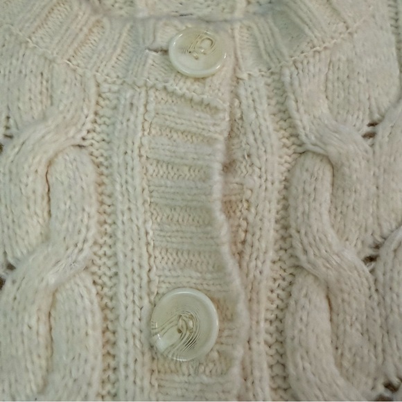 Vintage Ivory Cable Knit Button Down Cardigan With Pockets Women Size Small - Picture 5 of 14